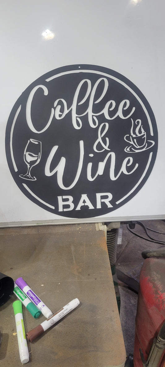 Coffee & Wine Metal Sign